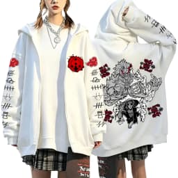 Naruto Akatsuki Uchiha Itachi Susanoo 2026 New Japanese Anime Fashion Y2K Casual Sportswear Men's Couple Style Zip Up Hoodie