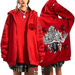 Naruto Akatsuki Uchiha Itachi Susanoo 2026 New Japanese Anime Fashion Y2K Casual Sportswear Men's Couple Style Zip Up Hoodie
