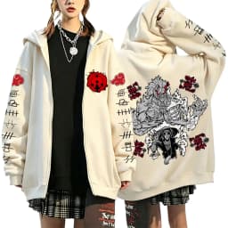Naruto Akatsuki Uchiha Itachi Susanoo 2026 New Japanese Anime Fashion Y2K Casual Sportswear Men's Couple Style Zip Up Hoodie