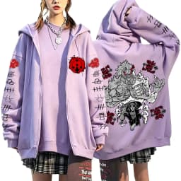 Naruto Akatsuki Uchiha Itachi Susanoo 2026 New Japanese Anime Fashion Y2K Casual Sportswear Men's Couple Style Zip Up Hoodie