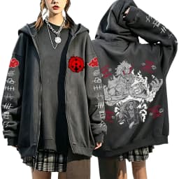 Naruto Akatsuki Uchiha Itachi Susanoo 2026 New Japanese Anime Fashion Y2K Casual Sportswear Men's Couple Style Zip Up Hoodie
