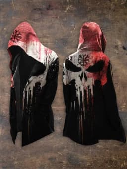 Halloween Abstract Universe Printing Hooded Cardigan Hip-hop Men Long Sleeve Hoodie Coat Vintage Loose Windbreaker Cloak