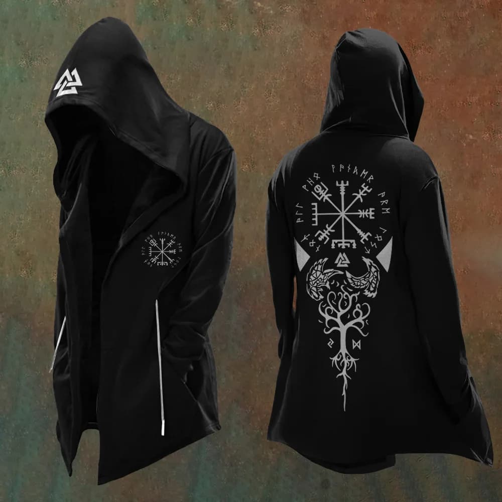 Halloween Abstract Universe Printing Hooded Cardigan Hip-hop Men Long Sleeve Hoodie Coat Vintage Loose Windbreaker Cloak