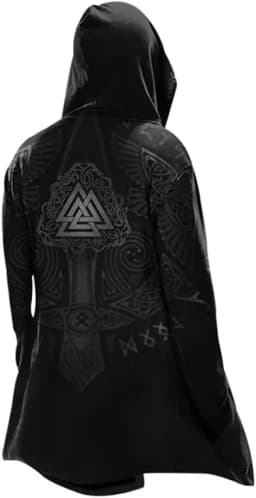 Halloween Abstract Universe Printing Hooded Cardigan Hip-hop Men Long Sleeve Hoodie Coat Vintage Loose Windbreaker Cloak