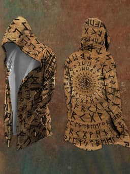 Halloween Abstract Universe Printing Hooded Cardigan Hip-hop Men Long Sleeve Hoodie Coat Vintage Loose Windbreaker Cloak