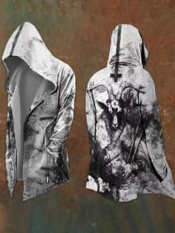 Halloween Abstract Universe Printing Hooded Cardigan Hip-hop Men Long Sleeve Hoodie Coat Vintage Loose Windbreaker Cloak