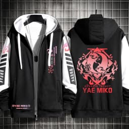 Anime Genshin Impact Yae Miko Cosplay Costumes Unisex 3D Hoodie Sweatshirt Zipper Hooded Jacket Outerwear