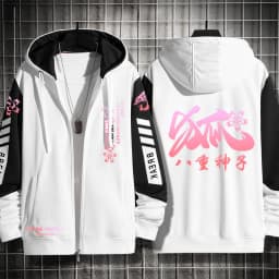 Anime Genshin Impact Yae Miko Cosplay Costumes Unisex 3D Hoodie Sweatshirt Zipper Hooded Jacket Outerwear