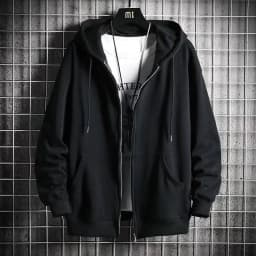 Men's Hoodie Zipper Cardigan Loose Fit Trendy Color Casual Outerwear Spring Autumn Winter Youth Popular Style Side Pocket
