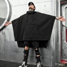 ARENS Techwear Black Oversized Hoodies Sweatshirt Baggy Trench Coat Anorak Men Goth Punk Japanese Streetwear Hip Hop Gothic