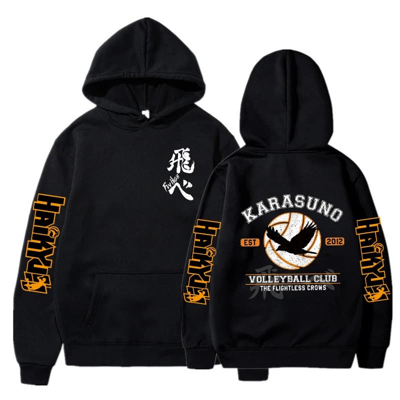 Haikyuu Manga Y2k Hoodies Japanese Anime Graphic Gothic Sweatshirts Fly High Karasuno Harajuku Vintage Pullovers Streetwear 90s