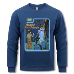 Making New Friends Sweatshirt Men Casual Fleece Pullovers Hip Hop O-Neck Long Sleeve Autumn Warm Unisex Vintage Loose Clothing