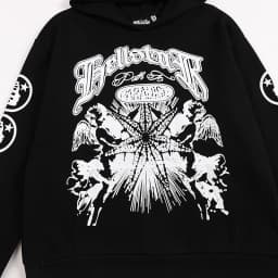American Retro Streetwear Hell Star Printed Loose Sweatshirt Unisex Hoodie Youth Casual Long Sleeve Cotton Dance Wear