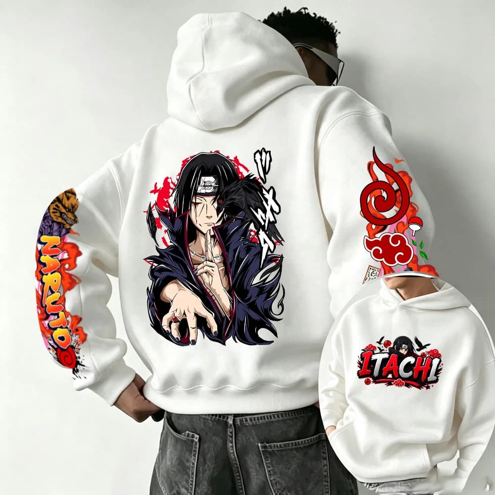 Naruto Uchiha Itachi 2026 Spring and Autumn New Cartoon Anime Harajuku Y2K Street Fashion Couple Hooded Sweatshirt