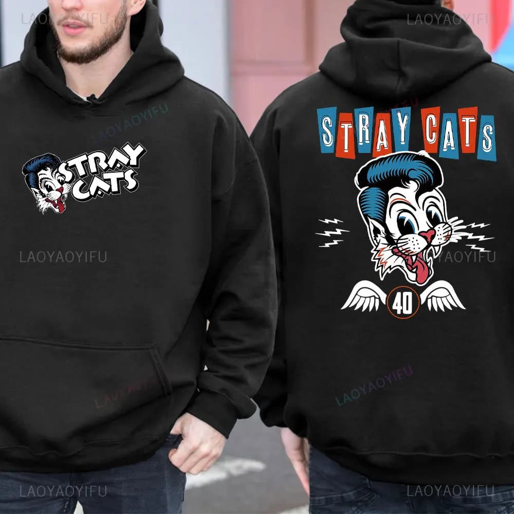 2025 New Hoodies Stray Cat Brian Setzer Lee Rocker Slim Jim Phantom Men Retro Aesthetic Hoodie Funny Tops Men's Clothing
