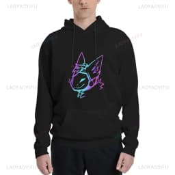 Groovy Protogen Bust Lineart Anime Graphic Unisex Hoodie Oversized Streetwear Y2K Aesthetic Cyber Kawaii Gamer Apparel