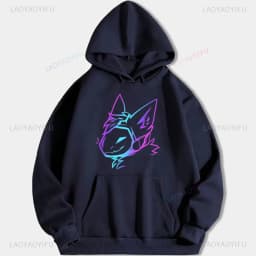 Groovy Protogen Bust Lineart Anime Graphic Unisex Hoodie Oversized Streetwear Y2K Aesthetic Cyber Kawaii Gamer Apparel
