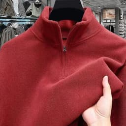 Thickened Fleece Half Zipper Hoodie Men's Outerwear Stand Collar Autumn Winter Style Brushed Inner Casual Fashion Warmth