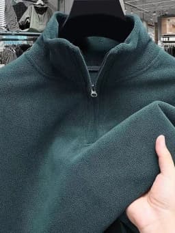Thickened Fleece Half Zipper Hoodie Men's Outerwear Stand Collar Autumn Winter Style Brushed Inner Casual Fashion Warmth