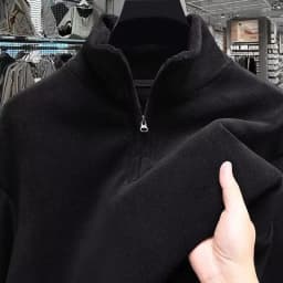 Thickened Fleece Half Zipper Hoodie Men's Outerwear Stand Collar Autumn Winter Style Brushed Inner Casual Fashion Warmth