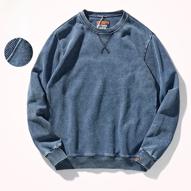 Autumn Winter American Style round Neck Sweatshirt Men's Long Sleeve Knitted Fleece Sporty Overhead Shirt Casual Loose Fit