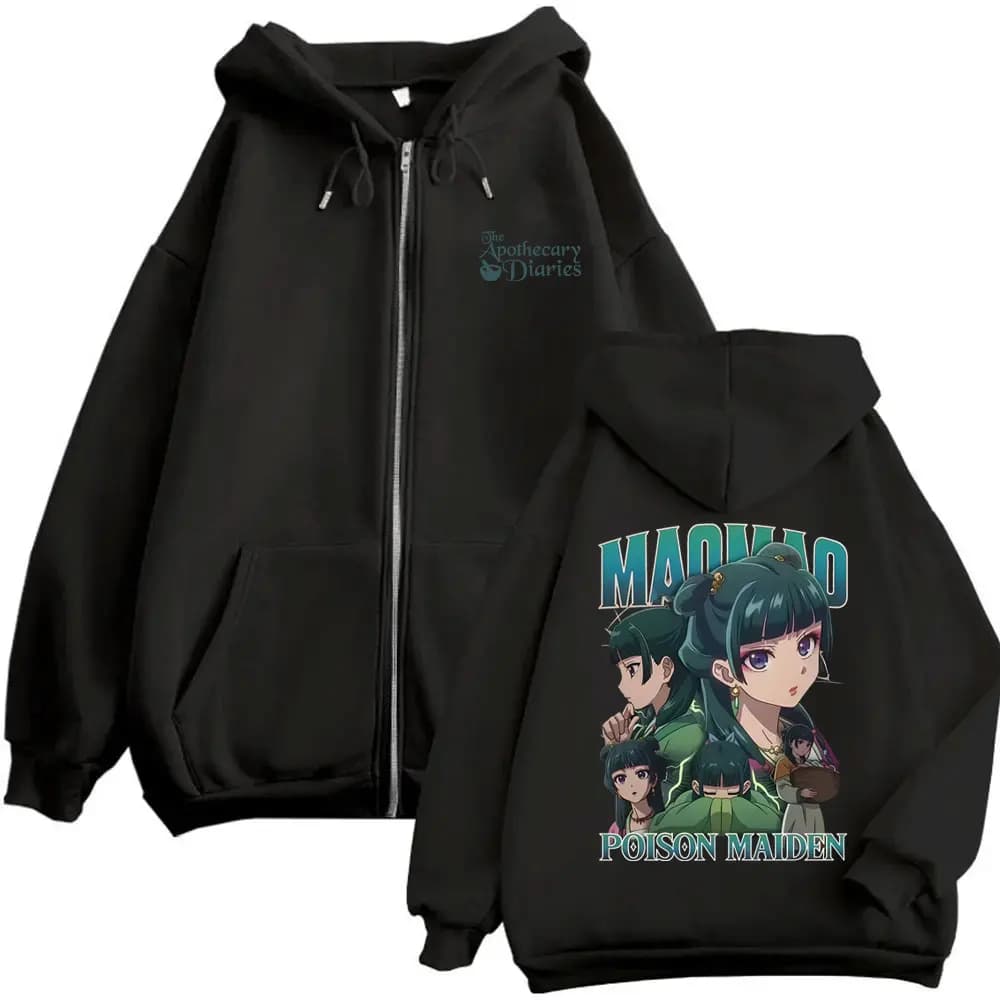 Anime The Apothecary Diaries Maomao Zipper Hoodie Men Women Casual Oversized Zipper Sweatshirt Man Fashion Vintage Zip Up Jacket