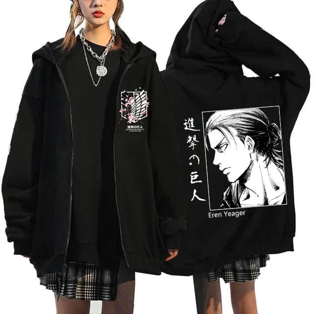 Anime Attack on Titan Final Season Zip Up Hoodie Shingeki No Kyojin Y2k Zippper Jackets Sweatshirts Eren Yeager Mange Streetwear