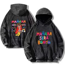Karol G Vintage Washed Hoodie Karol G Manana Sera Bonito Hip Hop Streetwear Cotton Sweatshirts Harajuku Casual Hooded Pullover