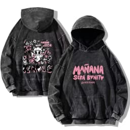 Karol G Vintage Washed Hoodie Karol G Manana Sera Bonito Hip Hop Streetwear Cotton Sweatshirts Harajuku Casual Hooded Pullover