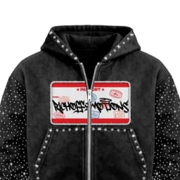 Y2K Retro Diamond Embroidered Logo Design Trendy Men Zipper Hoodie High Street Rock and Roll Goth Loose Hoodie for Men and Women