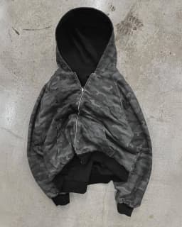 Men Women Reversible Camo Zip Up Hoodie Oversized Full Zip Hooded Jacket Dual‑Wear Streetwear Kangaroo Pocket Sweatshirt Coat