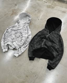 Men Women Reversible Camo Zip Up Hoodie Oversized Full Zip Hooded Jacket Dual‑Wear Streetwear Kangaroo Pocket Sweatshirt Coat