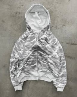 Men Women Reversible Camo Zip Up Hoodie Oversized Full Zip Hooded Jacket Dual‑Wear Streetwear Kangaroo Pocket Sweatshirt Coat