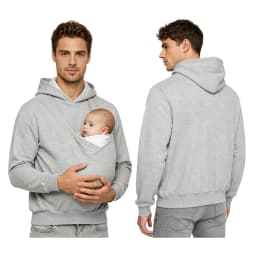 Mens Kangaroo Hoodie for Dad and Baby Carrier Solid Color Front Large Pouch Hooded Sweatshirt Casual Long Sleeve Pullover Top