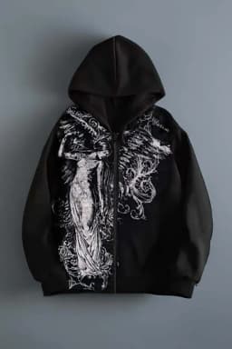 Gothic Spike Man Hoodie Zip Up Hoodie Angel Y2k Print Vintage Grunge Streetwear Men Casual Long Sleeve Sweatshirt Aesthetic
