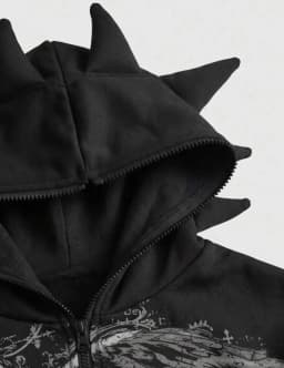 Gothic Spike Man Hoodie Zip Up Hoodie Angel Y2k Print Vintage Grunge Streetwear Men Casual Long Sleeve Sweatshirt Aesthetic