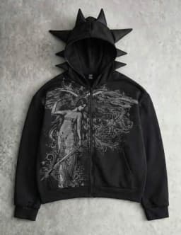 Gothic Spike Man Hoodie Zip Up Hoodie Angel Y2k Print Vintage Grunge Streetwear Men Casual Long Sleeve Sweatshirt Aesthetic