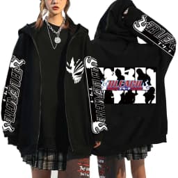 Kurosaki Ichigo Graphic Printed Hooded Anime Bleach Streetwear Men Women Zipper Hoodies Casual Sweatshirt Harajuku Zip Up Jacket