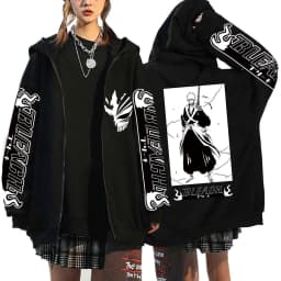 Kurosaki Ichigo Graphic Printed Hooded Anime Bleach Streetwear Men Women Zipper Hoodies Casual Sweatshirt Harajuku Zip Up Jacket