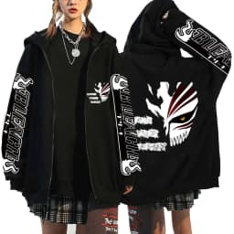 Kurosaki Ichigo Graphic Printed Hooded Anime Bleach Streetwear Men Women Zipper Hoodies Casual Sweatshirt Harajuku Zip Up Jacket