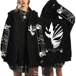 Kurosaki Ichigo Graphic Printed Hooded Anime Bleach Streetwear Men Women Zipper Hoodies Casual Sweatshirt Harajuku Zip Up Jacket