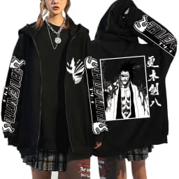 Kurosaki Ichigo Graphic Printed Hooded Anime Bleach Streetwear Men Women Zipper Hoodies Casual Sweatshirt Harajuku Zip Up Jacket