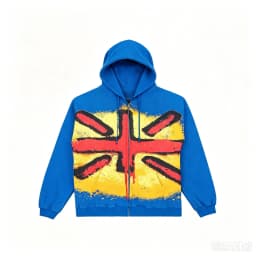 Y2K Union Jack Thermal Hoodies Colorful Graffiti Graphic Hoodie Sweatshirt Men Women Oversized Streetwear Autumn Casual Jacket
