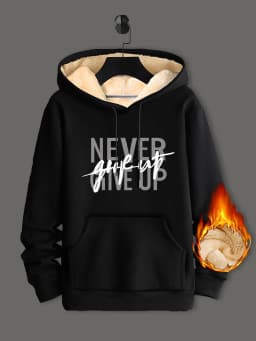Winter Lambswool Hoodies Thicken Warm Windproof Sweatshirts Print Hooded Pullover Loose Men Women Winter Hoodies Black