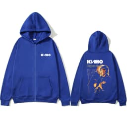 Legendary Russia Rock Band Kino Viktor Tsoi Face Graphic Zipper Hoodie Men Women Oversized Vintage Zip Up Jacket Male Streetwear