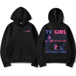 TV Girl Who Really Cares Music Album Zipper Hoodie Unisex French Exit Album Zip Up Jacket Men Women Vintage Oversized Sweatshirt