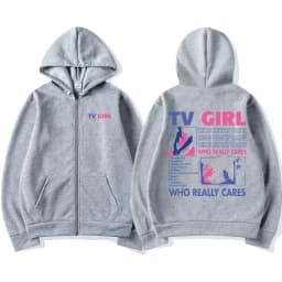TV Girl Who Really Cares Music Album Zipper Hoodie Unisex French Exit Album Zip Up Jacket Men Women Vintage Oversized Sweatshirt