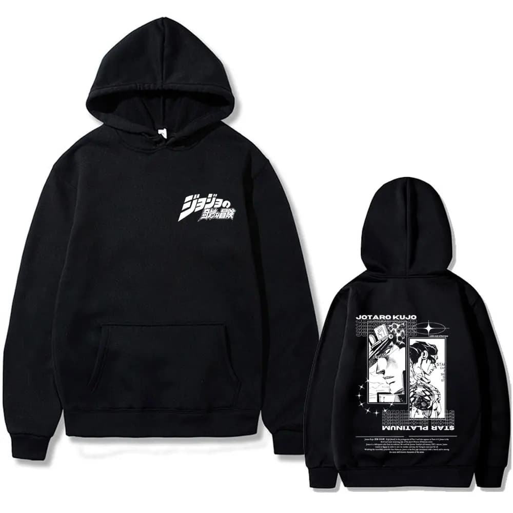 Anime JJoJo's Bizarre Adventure Kujo Jotaro Star Platinum Graphic Hoodie Men Women Casual Vintage Fleece Oversized Sweatshirt