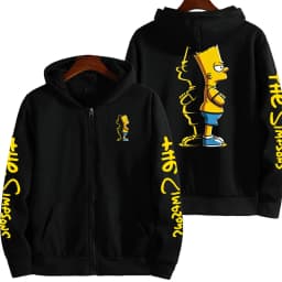 Cartoon Anime The Simpsons Men's Bart Simpson Zipper Hoodie Outdoor New Women's Sportswear Spring and Autumn Fashion Couple Coat