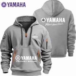 Yamaha Men's Sports Sweatshirt with Zipper And Sleeve Pockets Loose Casual Shoulder Hooded Sweatshirt